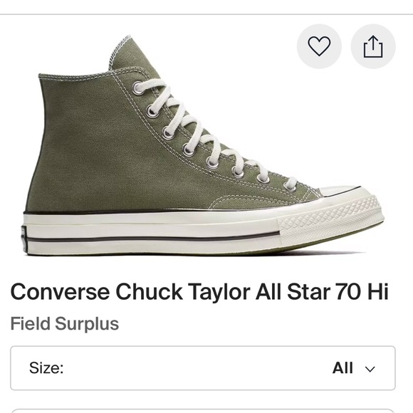 Rare & New Converse Chuck 70 High Top Green Field Surplus - Picture 1 of 5